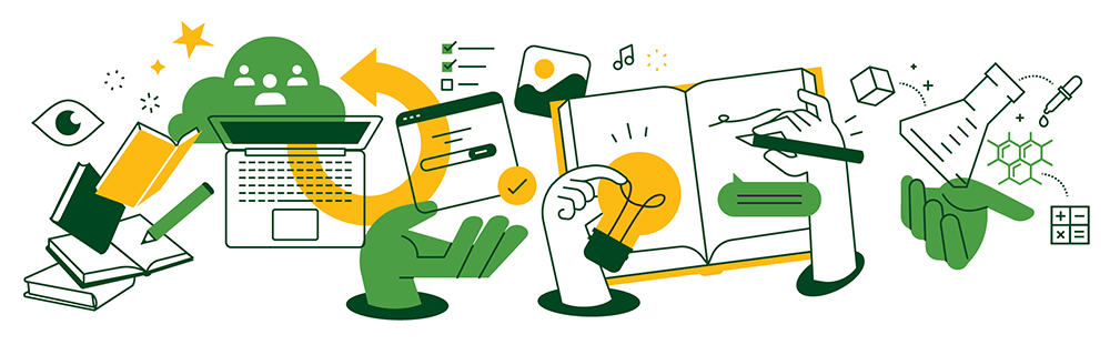 Illustration of various forms of technology such as iPads and phones